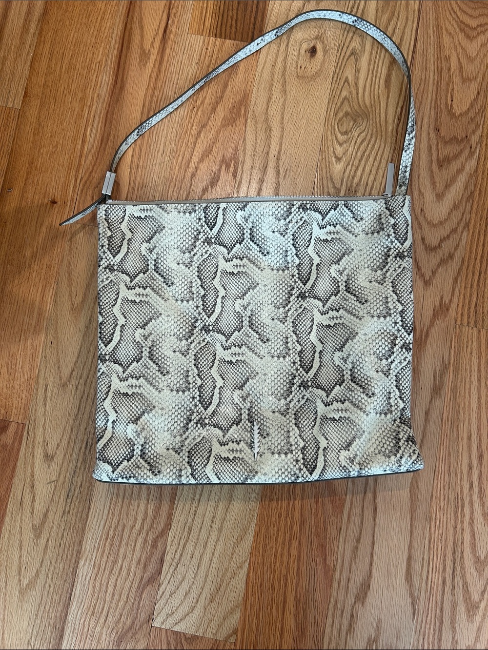 Thacker Snake-Print Shoulder Bag in Cream and Black